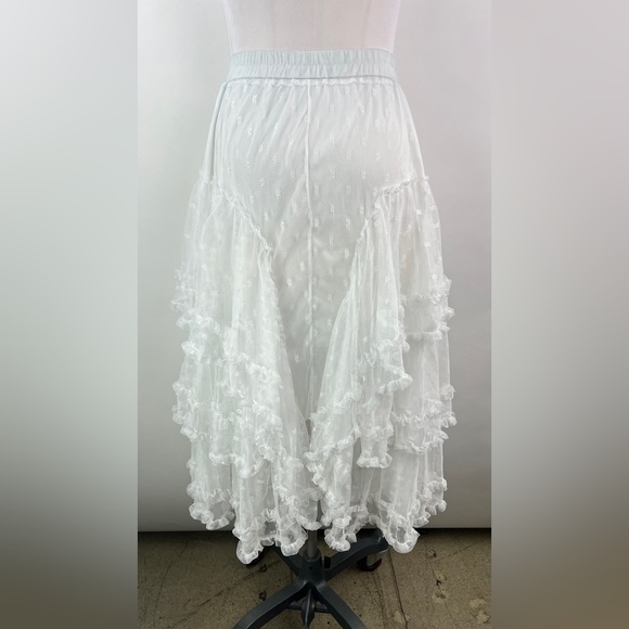 452B. Mesh Lace Ruffled Midi Skirt - Picture 4 of 9